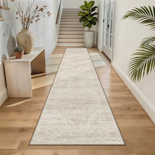 Hallway Runner Rugs for 2x10 Long Rug Runners,Non-Slip Washable Kitchen Runner Rug,Vintage Stain Resistant Floor Carpet Rugs for Living Room,Bedroom,Hallways,Entryway - color: Beige/Brown, size: 2' x 10' (Runner)