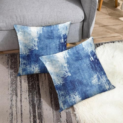 Britimes Throw Pillow Covers Set of 2, 18 x 18 Inch, Blue White - color: White Blue, size: 18" x 18" (Pack of 2)