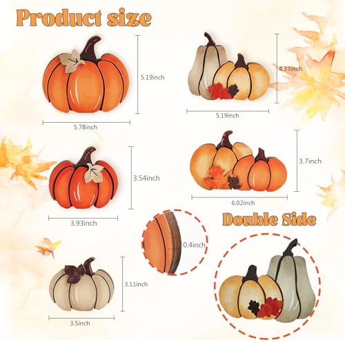 5PCS Wooden Pumpkin Fall Decor, Autumn Thanksgiving Table Centerpiece - color: Multicolor1