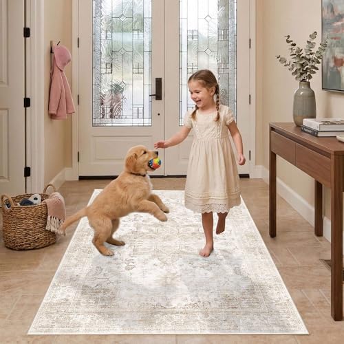 Rugxara 3x5 Entryway Rug,Beige Vintage Boho Bedroom Area Rug - color: Beige, size: 3' x 5' (Rectangular)