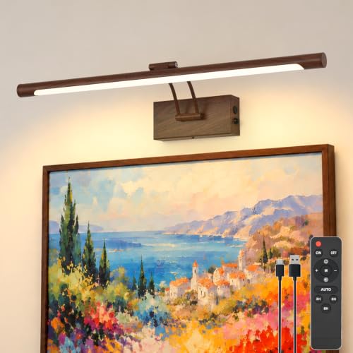 Battery Operated Picture Light for Wall,Walnut Finish 23.6-Inch - color: Walnut Finish, size: 23.6 Inch