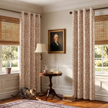 jinchan Taupe Floral Curtians 84 Inch Room Darkening Grommet 2 Panels - color: *Taupe, size: 50"W x 84"L (Pack of 2)