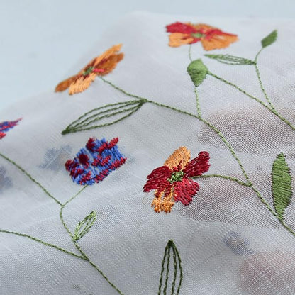 027 2 Pack Floral Embroidery Pastoral Style Valance, White Sheer Flowers Valances,Window Treatment for Kitchen,W50XL16 inch (Wild Flower) - size: 50"W x 16"L (Pack of 2)