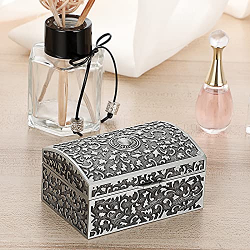Hipiwe Vintage Metal Jewelry Box Small Trinket Storage Box for Women - size: Small