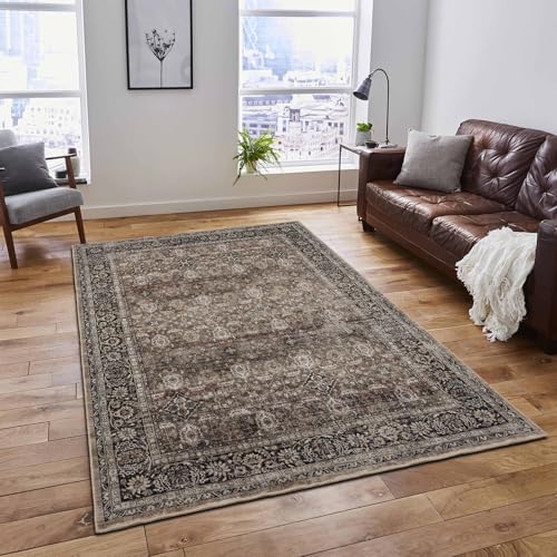 4x6 Washable Non-Slip Area Rug for Living Room(Brown,4'×6') - color: Brown, size: 4' x 6' (Rectangular)