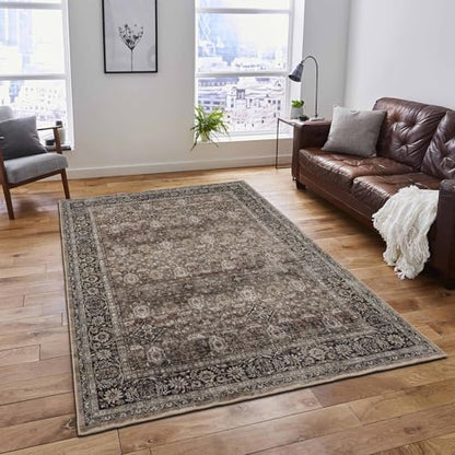 4x6 Washable Non-Slip Area Rug for Living Room(Brown,4'×6') - color: Brown, size: 4' x 6' (Rectangular)