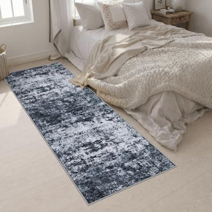 3x10 Washable Runner Rug：Modern Abstract Kitchen Carpet Black - color: Black, size: 3' x 10' (Rectangular)