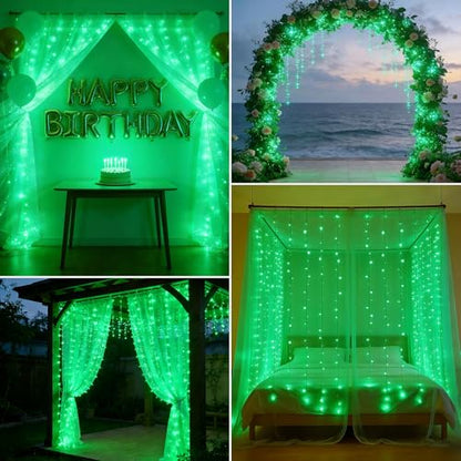 300LED Fairy Curtain Lights 9.8ft x 9.8ft LED Dimmable Twinkle Lights - color: Green