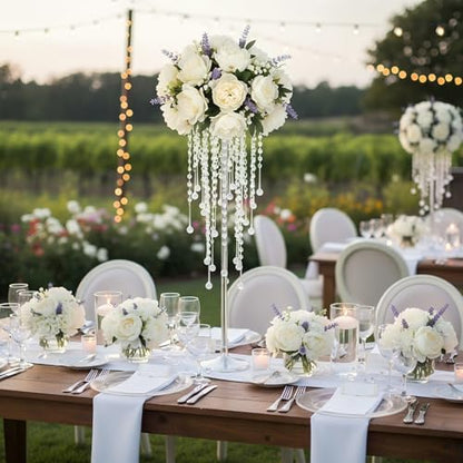 10pcs Crystal Centerpieces for Tables 21.65in Silver Flower Stand - color: Silver, size: 10×S