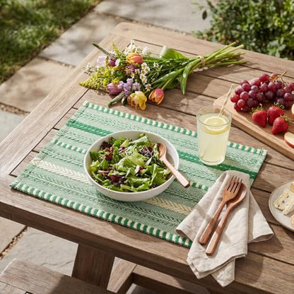 Artoid Mode Emerald Woven Braided Stripe Placemats Set of 6-12x18 Inch - color: Emerald, size: 12" x 18", 6 Pcs
