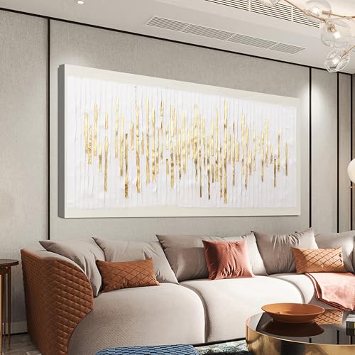 Canvas Wall Art Decor Modern Wall Decor For Living Room Gold Abstract Wall Art White Textured Wall Art Abstract Art Artwork for Walls Canvas Prints Art Work For Home Office Wall Decor 20" X 40" - color: QLS-01R, size: 40"L x 20"W