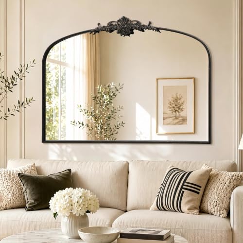 Besdomus Antique Arch Black Mirror: 55"x36" Extra Large Decorative Mirrors - color: Black Gold, size: 36"L x 55"W