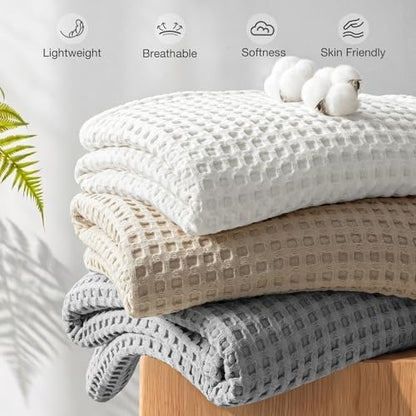Exclusivo Mezcla 100% Cotton Blanket Queen Size for Bed, Light Grey - color: Light Grey, size: Queen (90" x 90")
