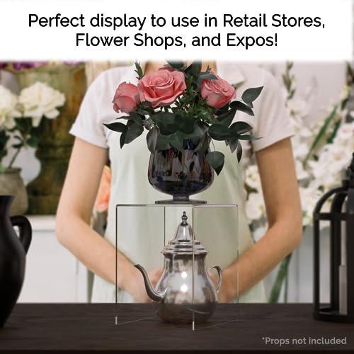 Marketing Holders 2 Pack Acrylic Riser Display Stand Tall Platform Clear 6" x 8" Tabletop Pedestal for Collectible Merchandise Figures and Figurines - size: 6"W x 8"H