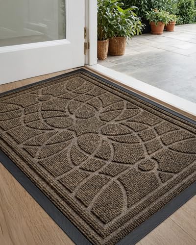 DEXI Front Door Mat Outside Entrance 24x36, Heavy Duty Non Slip, Brown - color: Brown, size: 24" X 36" (Rectangular)