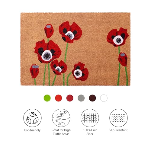 Calloway Mills Red Poppies Doormat - size: 2' x 3' (Rectangular)