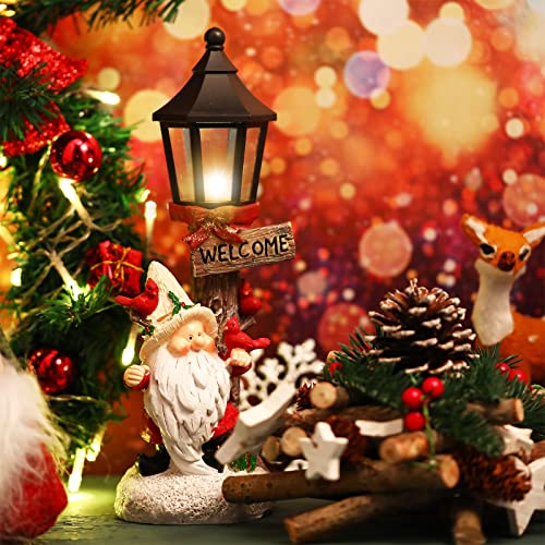 Tuanse 4 Pcs Christmas Table Centerpieces 10" Santa Snowman LED Lamppost