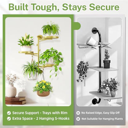 iDavosic.ly Wall Plant Holder, Rotating Floating Window Shelf, 3-Tier Gold - color: Shimmer Gold, size: 1 Pack