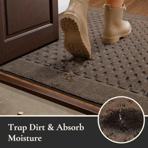 Dirt Trapper Door Mat 32"x 48", Non-Slip Entryway Rugs, Brown - color: Brown, size: 32" x 48"