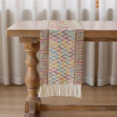 Keketoarrange Boho Macrame Table Runner 12x60 Inch - color: Colorful, size: 60"L