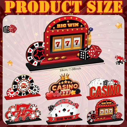 CroBlissful 6 Pcs Casino Theme Party Decorations, Casino Wooden Table Decor - style: Casino