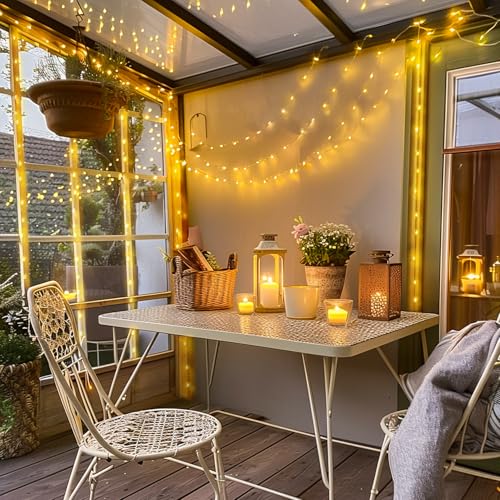 JMEXSUSS 400 LED Fairy Lights Plug in, Remote Control Twinkle Lights - color: Warm White, size: 132FT 400LED