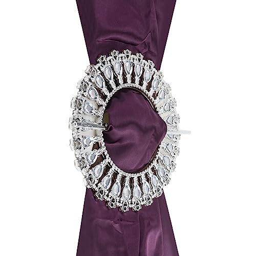 2 Pack Shiny Silver Curtain Tiebacks Round Holdbacks, 26 Crystals - style: 26 Crystals Silver