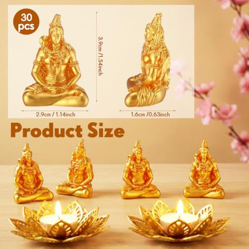 Yalikop 30 Pcs Mini Gold Shiva Statues Bulk Small Hindu Deity Figurines - style: Shiva