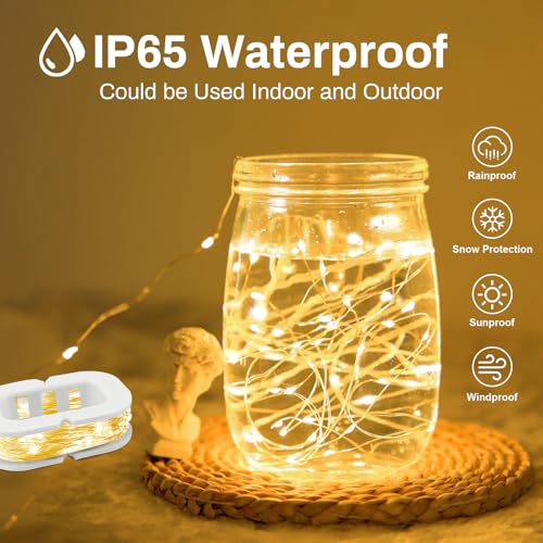 50LED Fairy Lights USB & Battery Powered 2Pack, 16FT Warm White Mini String Light with 8 Modes & Timer, Cuttable Copper Wire Waterproof Twinkle Light Indoor Outdoor for Bedroom Wedding Christmas Decor - color: Warm White, size: 2 Pack