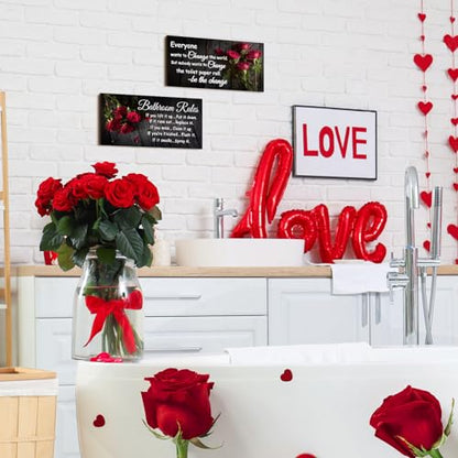 Jetec 2 Pcs Funny Bathroom Signs Wall Decor Farmhouse,Rose Style - style: Rose Style