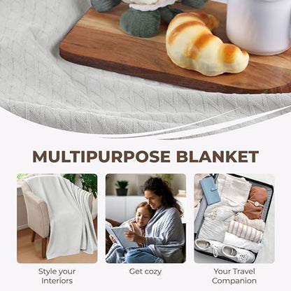 Superior Cotton Blanket, Lightweight, Breathable Bedding, Throw, Platinum - color: Platinum, size: Throw