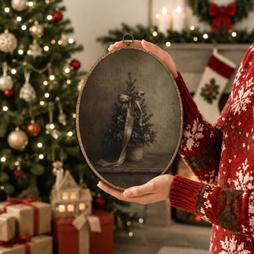 Yorhifa Moody Bow Christmas Tree Framed Wall Art 8.5x11.5in - color: Moody Bow