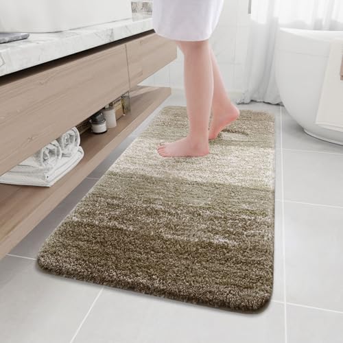 Arotive Microfiber Bathroom Rugs, Shaggy Soft Absorbent Bath Rug, 47x24 - color: Coffee, size: 47" X 24"