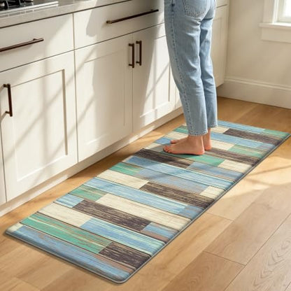 LOKHOM Kitchen Floor Mats, 24x59 Anti Fatigue Cushioned Runner Rug, Teal - color: Teal