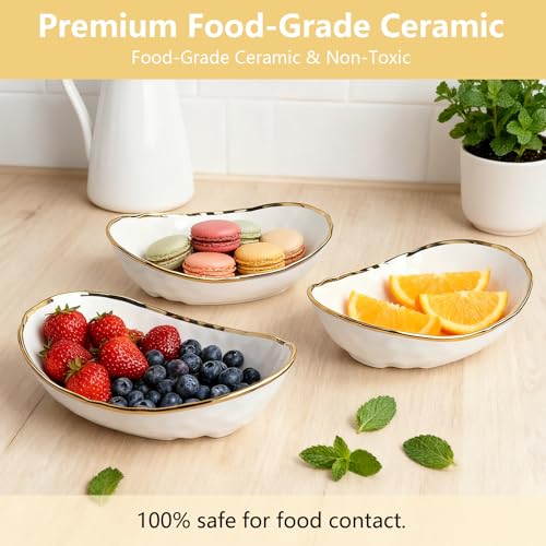 Gets 3 Tier Fruit Bowl Ceramic Metal Stand Tiered Serving Tray White - color: White