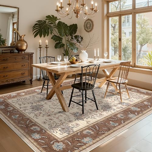 GarveeHome 8x10 Brown Washable Area Rug Living Room Bedroom Non Slip - color: Brown, size: 8' x 10' (Rectangular)