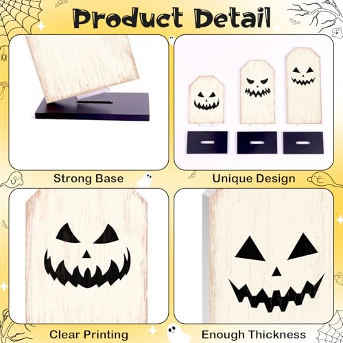 Britimes Ghost Tray Decor Sign, 3 Pack, Wooden, Tabletop Centerpieces - style: White Halloween