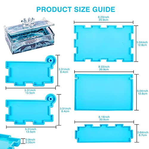 Resin Rectangle Box Mold for Dominoes, Epoxy Silicone Container with Lid