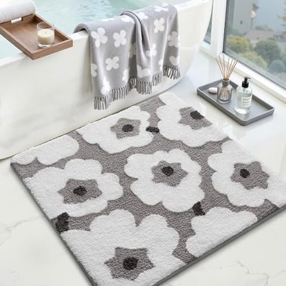 LUMI Square Bathroom Rug 26x26, Soft Absorbent Bath Mat, Non Slip - color: Elegant Black, size: 26"x26"