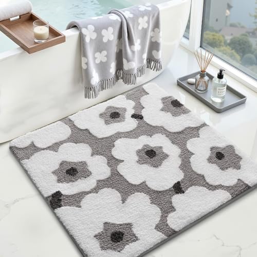 LUMI Square Bathroom Rug 26x26, Soft Absorbent Bath Mat, Non Slip - color: Elegant Black, size: 26"x26"