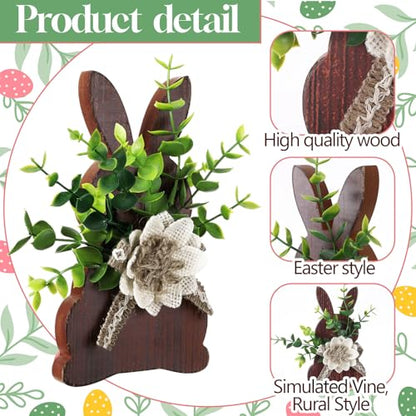 Yousoontic 3 Pcs Easter Table Decorations Farmhouse Bunny Decor, Front - style: Front