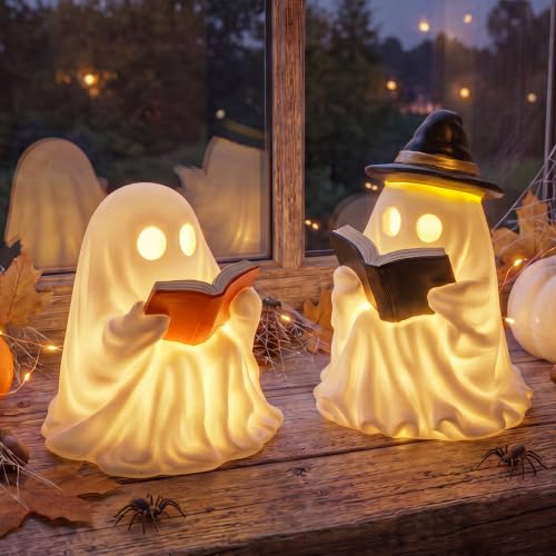 Fumete 2 Pcs Halloween Decorations Indoor - Light Up Reading Ghost Couple - style: Reading Ghosts