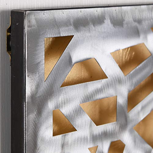 Empire Art Direct Gold Enigma Polished Steel Sculpture Abstract Wall Art with Gold Leaf,Ready to Hang,Living Room, Bedroom ＆ Office (PSL-19308-3232) - color: Gold Enigma, size: 32"L x 32"W