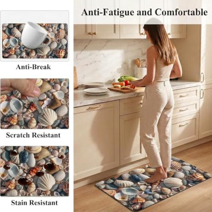 Kitchen Floor Mat 36x20in Waterproof Anti-Fatigue Kitchen Mats - color: Sea Shell