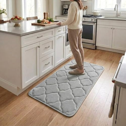 Thick Memory Foam Bath Mat, Absorbent Kitchen Shower Floor Rug, Light Gray - color: Light Gray