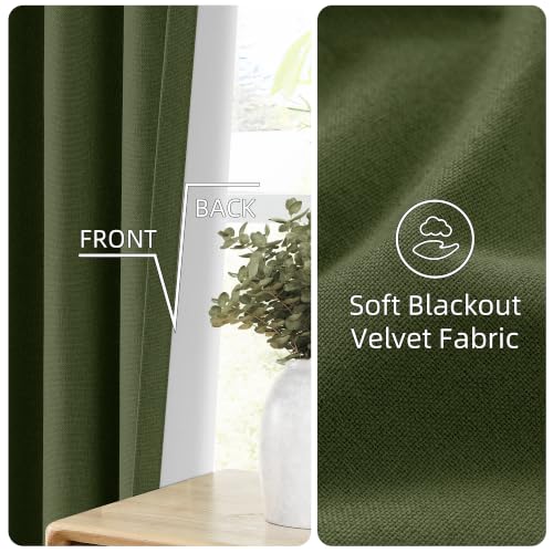 ChrisDowa Olive Green Blackout Curtains 54 Inches Long 2 Panels for Bedroom - color: Olive Green, size: 40"W x 54"L (Pack of 2)