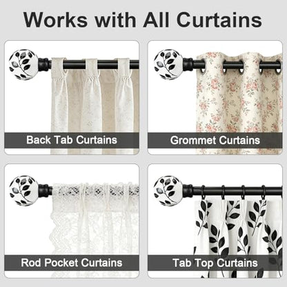 Ceramic Black Curtain Rods 2 Pack for Windows 16 to 120 Inches - color: Ceramic Black, size: 16"-120"|2 Pack