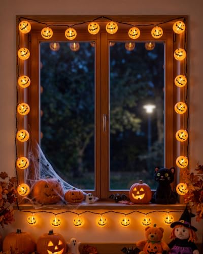 8.5FT Halloween Pumpkin Lantern String Lights Plug-in 10 LED Decor - color: Pumpkin Lantern Lights