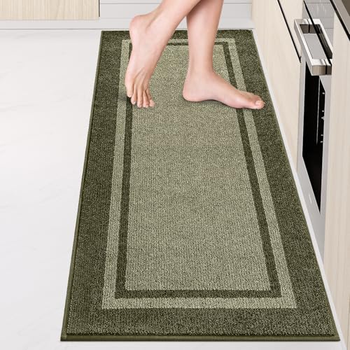 Kitchen Rugs 24" x 70", Non-Slip Runner Rugs, Budding Green & Sage Green - color: Budding Green & Sage Green, size: 24" X 70"
