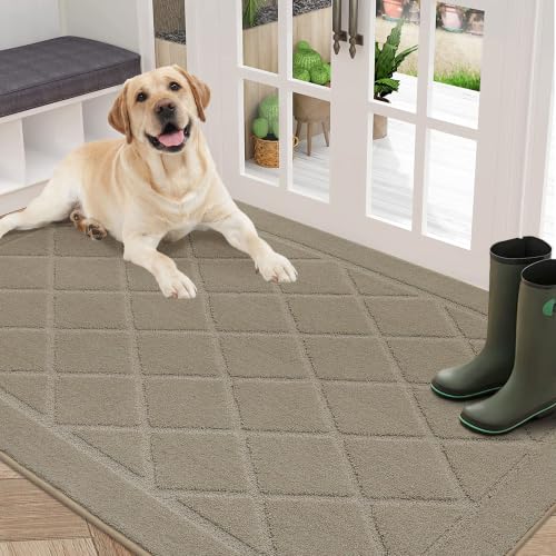 BEQHAUSE Dirt Trapper Door Mat 36" x 60", Doormat Non-Slip, Beige - color: Beige, size: 36" X 60" (Rectangular)